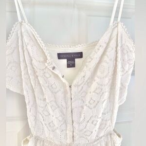 Kendall & Kylie Lace Mini Cutout Dress Sundress - White, S